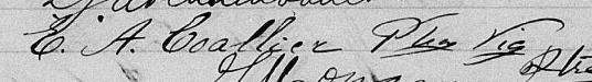 Signature de E. A. Coallier Ptre Vic: 16 juillet 1872 Signature de E. A. Coallier Ptre Vic: 16 juillet 1872
