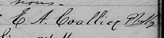 Signature de E. A. Coallier Ptre Vic.: 17 avril 1876 Signature de E. A. Coallier Ptre Vic.: 17 avril 1876