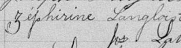Signature de Zéphirine Langlois: 27 octobre 1896 Signature de Zéphirine Langlois: 27 octobre 1896