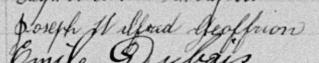 Signature de Joseph Wilfred Geoffrion: 8 février 1898 Signature de Joseph Wilfred Geoffrion: 8 février 1898