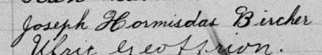 Signature de Joseph Hormisdas Bircher: 13 juillet 1897 Signature de Joseph Hormisdas Bircher: 13 juillet 1897