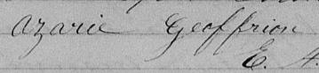 Signature de Azarie Geoffrion: 21 juillet 1875 Signature de Azarie Geoffrion: 21 juillet 1875