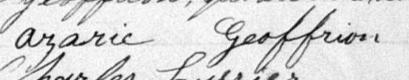 Signature de Azarie Geoffrion: 5 mars 1879 Signature de Azarie Geoffrion: 5 mars 1879