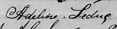 Signature de Adeline Leduc: 3 août 1871 Signature de Adeline Leduc: 3 août 1871
