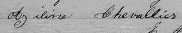 Signature de Aziline Chevallier: 4 novembre 1874 Signature de Aziline Chevallier: 4 novembre 1874