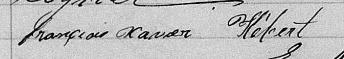 Signature de François Xavier Hébert: 29 mai 1872 Signature de François Xavier Hébert: 29 mai 1872