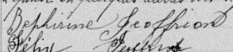 Signature de Zéphirine Jeoffrion: premier octobre 1887 Signature de Zéphirine Jeoffrion: premier octobre 1887