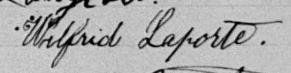 Signature de Wilfrid Laporte: 19 septembre 1893 Signature de Wilfrid Laporte: 19 septembre 1893