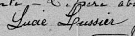 Signature de Lucie Lussier: 16 janvier 1891 Signature de Lucie Lussier: 16 janvier 1891