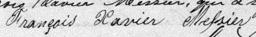 Signature de François Xavier Messier: 10 septembre 1879 Signature de François Xavier Messier: 10 septembre 1879