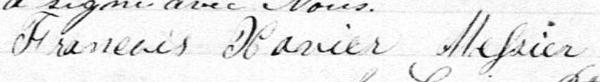 Signature de Francois Xavier Messier: 29 octobre 1880 Signature de Francois Xavier Messier: 29 octobre 1880