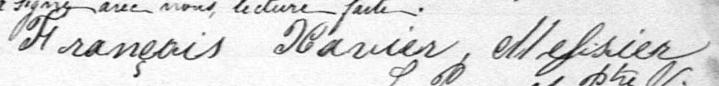 Signature de François Xavier Messier: 5 février 1885 Signature de François Xavier Messier: 5 février 1885