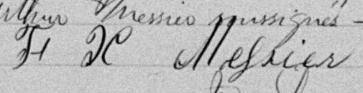 Signature de F X Messier: premier août 1895 Signature de F X Messier: premier août 1895
