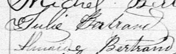 Signature de Julie Bertrand: 14 février 1882 Signature de Julie Bertrand: 14 février 1882