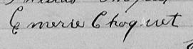 Signature de Emerrie Choquet: 18 février 1875 Signature de Emerrie Choquet: 18 février 1875