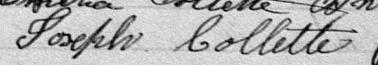 Signature de Joseph Collette: 22 juillet 1882 Signature de Joseph Collette: 22 juillet 1882