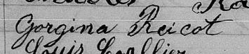 Signature de Gorgina Rcicot: 8 juillet 1874 Signature de Gorgina Rcicot: 8 juillet 1874