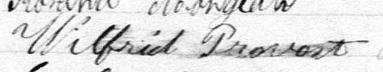 Signature de Wilfrid Provost: 9 février 1880 Signature de Wilfrid Provost: 9 février 1880