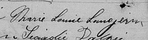 Signature de Marie Louise Langevin: 20 octobre 1874 Signature de Marie Louise Langevin: 20 octobre 1874