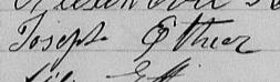 Signature de Joseph Ethier: 8 février 1875 Signature de Joseph Ethier: 8 février 1875