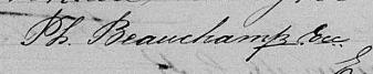 Signature de Ph. Beauchamp Ecc: 5 août 1873 Signature de Ph. Beauchamp Ecc: 5 août 1873