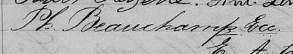 Signature de Ph. Beauchamp Ecc.: 2 janvier 1874 Signature de Ph. Beauchamp Ecc.: 2 janvier 1874