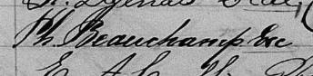 Signature de Ph. Beauchamp Ecc: 13 avril 1874 Signature de Ph. Beauchamp Ecc: 13 avril 1874