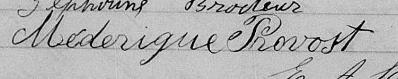 Signature de Méderique Provost: 28 février 1876 Signature de Méderique Provost: 28 février 1876
