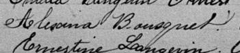 Signature de Alexina Bousquet: 31 janvier 1893 Signature de Alexina Bousquet: 31 janvier 1893