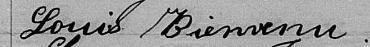 Signature de Louis Bienvenu: 5 juin 1876 Signature de Louis Bienvenu: 5 juin 1876