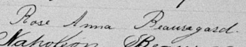 Signature de Rose Anne Beauregard: 2 septembre 1891 Signature de Rose Anne Beauregard: 2 septembre 1891