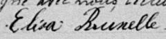 Signature de Elisa Brunelle: 27 septembre 1891 Signature de Elisa Brunelle: 27 septembre 1891