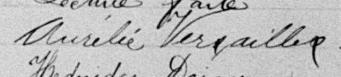 Signature de Aurélie Versailles: 30 janvier 1894 Signature de Aurélie Versailles: 30 janvier 1894