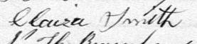 Signature de Claira Smith: 26 février 1885 Signature de Claira Smith: 26 février 1885