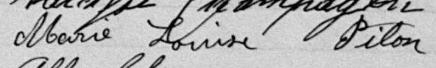 Signature de Marie Louise Pilon: 9 février 1886 Signature de Marie Louise Pilon: 9 février 1886