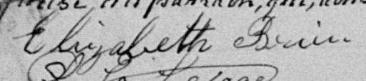 Signature de Elizabeth Brien: 7 septembre 1886 Signature de Elizabeth Brien: 7 septembre 1886