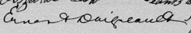 Signature de Ernest Daigneault: 7 décembre 1889 Signature de Ernest Daigneault: 7 décembre 1889