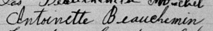 Signature de Antoinette Beauchemin: 18 janvier 1898 Signature de Antoinette Beauchemin: 18 janvier 1898