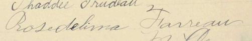 Signature de Rose Delima Favreau: 30 mars 1901 Signature de Rose Delima Favreau: 30 mars 1901