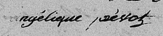 Signature de Angélique Pévot: 9 avril 1805 Signature de Angélique Pévot: 9 avril 1805