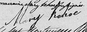 Signature de Mary Rehoe: 27 mars 1829 Signature de Mary Rehoe: 27 mars 1829