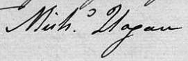 Signature de Mich. Hogan: 16 juin 1829 Signature de Mich. Hogan: 16 juin 1829