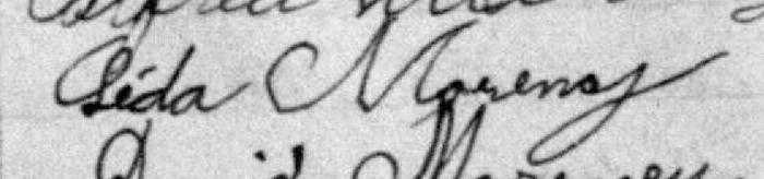 Signature de Léda Morency: 13 février 1899 Signature de Léda Morency: 13 février 1899