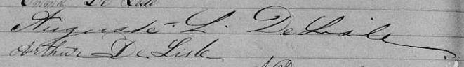 Signature de Auguste L. De Lisle: 28 janvier 1867 Signature de Auguste L. De Lisle: 28 janvier 1867
