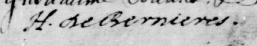 Signature de H. De Bernieres: 7 novembre 1663 Signature de H. De Bernieres: 7 novembre 1663