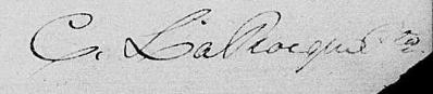 Signature de C. LaRocque Ptre: 2 juillet 1833 Signature de C. LaRocque Ptre: 2 juillet 1833
