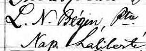 Signature de L. N. Bégin Ptre: 8 janvier 1872 Signature de L. N. Bégin Ptre: 8 janvier 1872