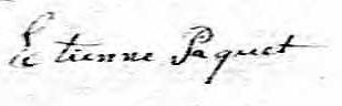 Signature de Etienne Paquet: 24 mars 1831 Signature de Etienne Paquet: 24 mars 1831