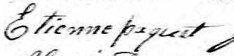Signature de Etienne Paquet: 11 août 1835 Signature de Etienne Paquet: 11 août 1835