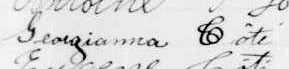 Signature de Georgianna Côté: 24 septembre 1903 Signature de Georgianna Côté: 24 septembre 1903